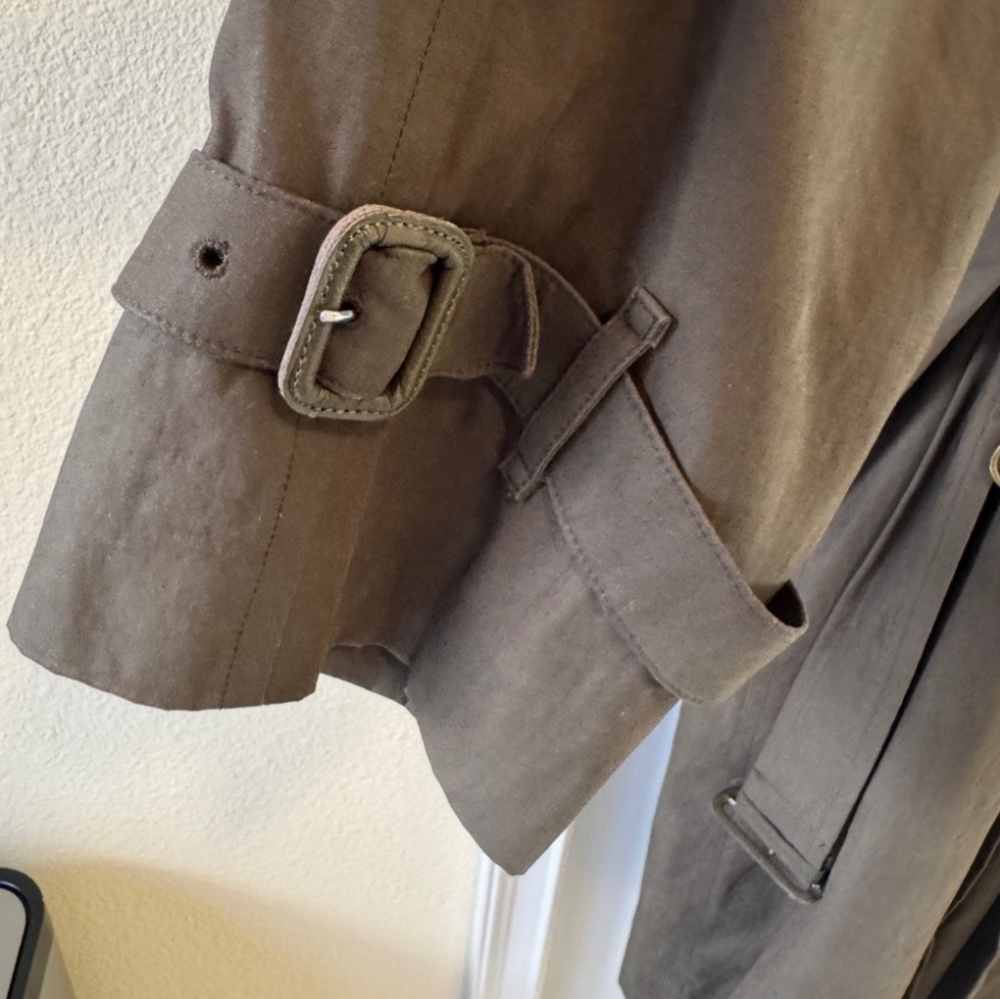 Men's Burberry Olive Trench W Zip Out Wool Lining - Picture 4 of 7
